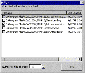 Рис.1 MRU+ - утилита, которая позволяет следить за недавно использоваными файлами AutoCAD